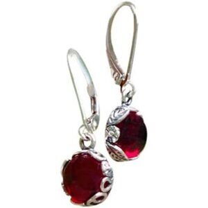 Women's Red Beer Bottle Sterling Vintage Silver Botanical Leverback Earring